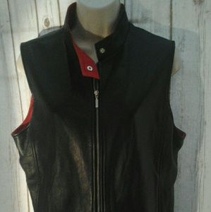 Pendleton Genuine Leather Red Black  Bikers Vest